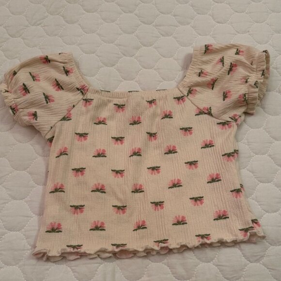 Cat & Jack Maroon Corduroy Dress with two floral tops. - Picture 12 of 12